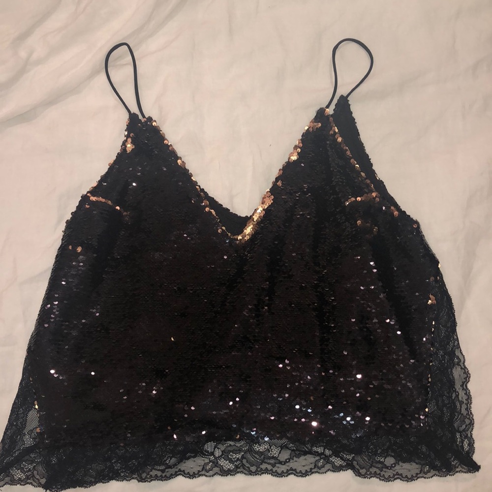 Free people sequin v cut tank